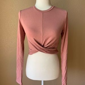 H&M Divided Long Sleeve Crop Top Pink Small